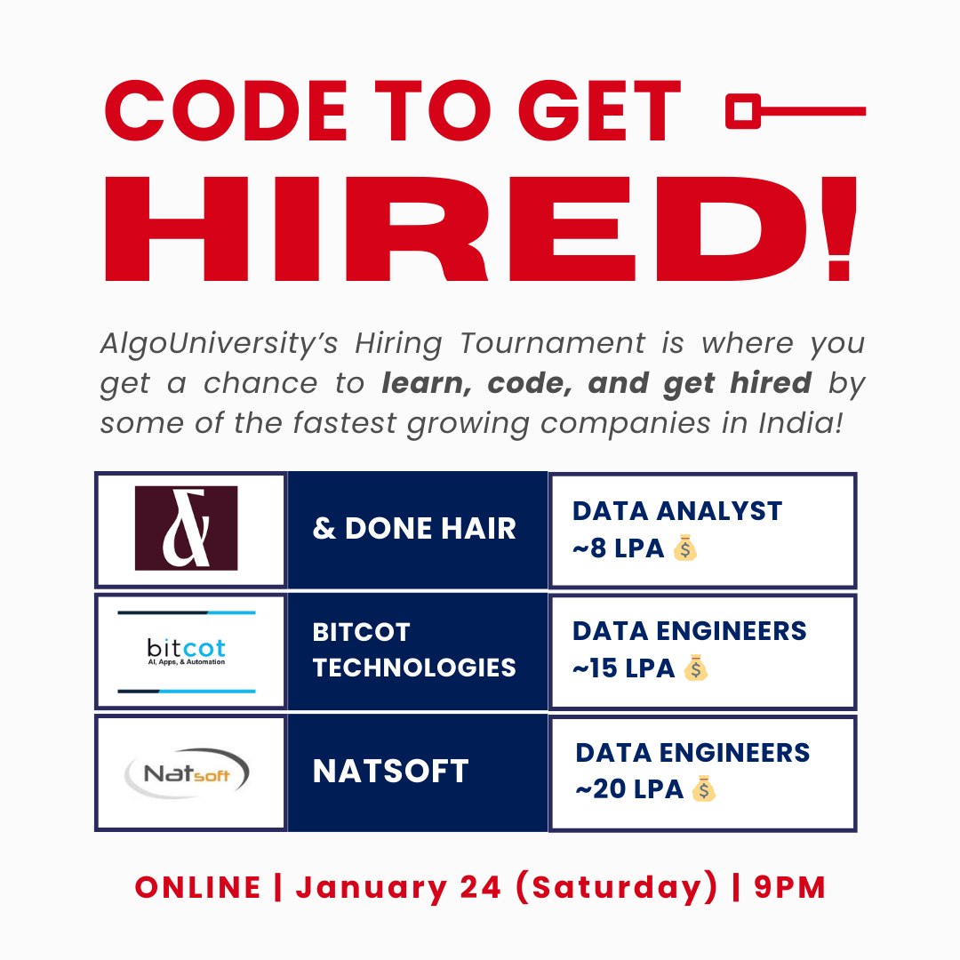 AlgoUniversity's Hiring Tournament for 🚀 Data Analyst & Data Engineers!